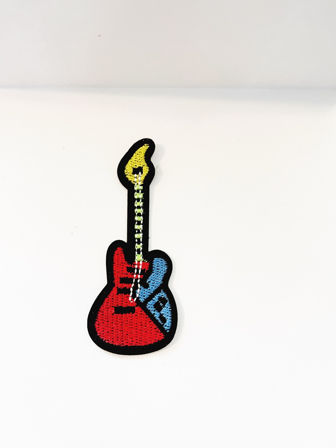 Red Guitar Patch Electric Guitar Patch Red Yellow and Blue Etsy