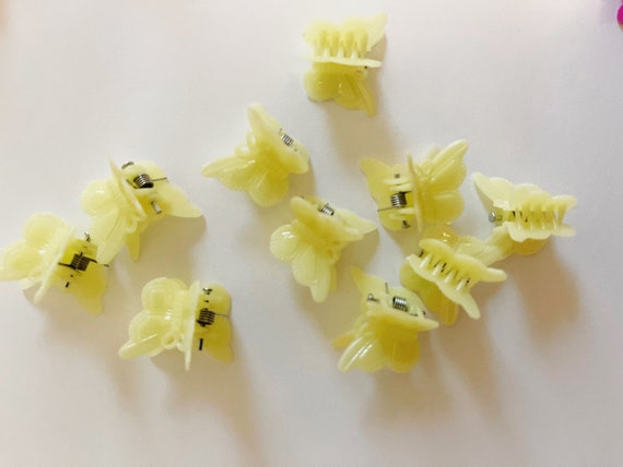 90s Style Light Yellow Butterfly Clips Mini Butte… - image 1