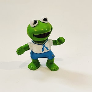 Kermit the Frog Toy Vintage 1986 Muppet Babies Kermit The Frog 2” Plastic Figurine Vintage McDonalds Happy Meal Retro Cake Topper Muppet