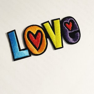 Love Patch Heart Iron On Patch Rainbow Love Applique DIY Patch Jacket Patch Jean Patch Iron On Patch Sew On Patch Valentines Day Patch DIY