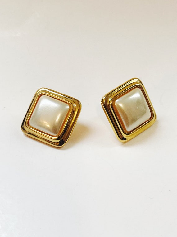 Vintage Liz Claiborne Earrings Square Gold Tone F… - image 7