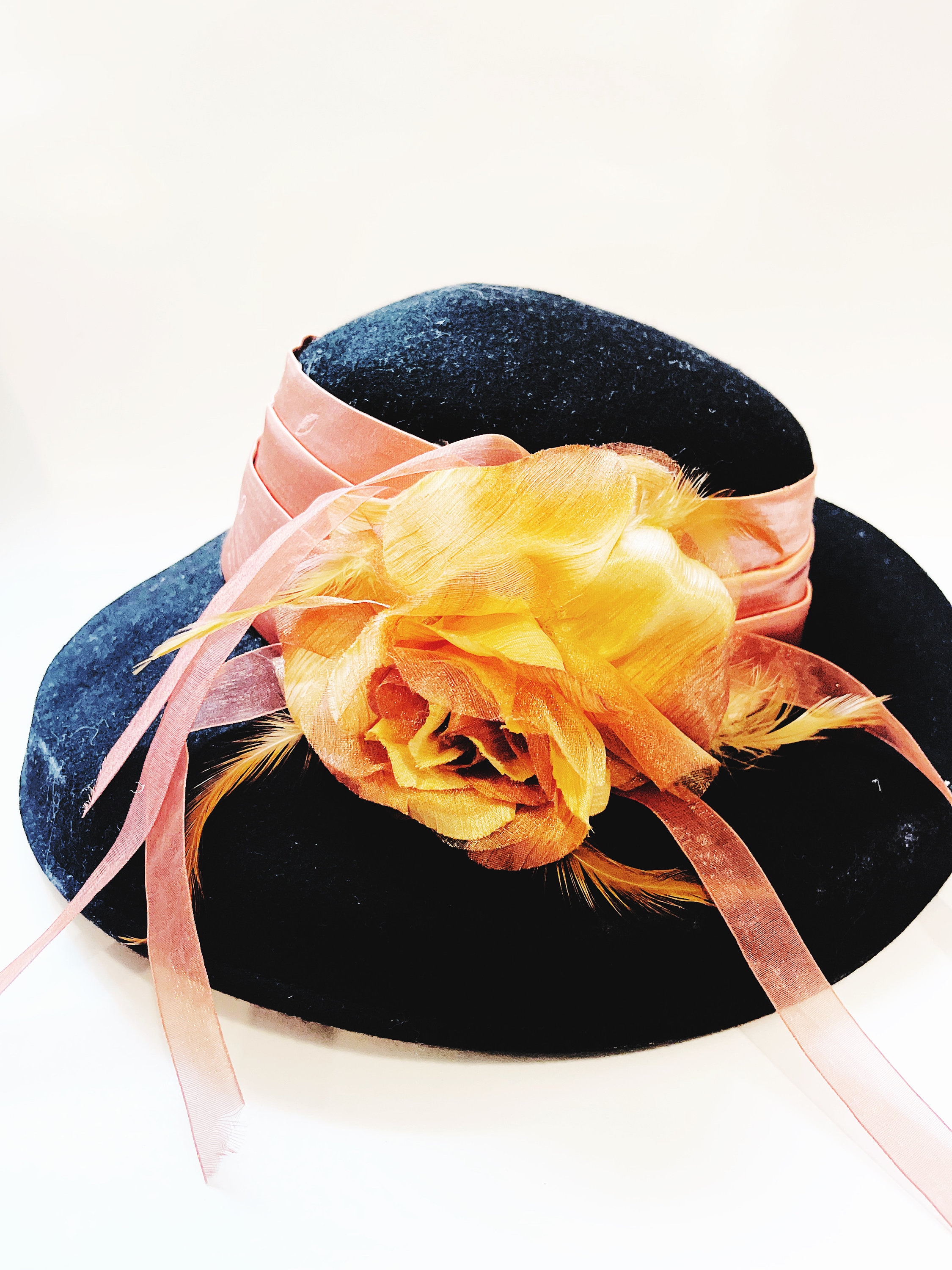 Cappelli |Women\'s Vintage Wool Black Ribbon Hat Neutral Derby Elegant Sz.7 1/2 Derby Original 100% Wool Vintage Hats for Women for sale | eBay main image 3