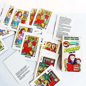 Carte ramino vintage carte ramino gioco 1976 tritatutto cose bambini che vanno dai giochi di bambino creativo degli anni 1970