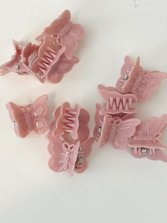 Pink Blush Rose Pink Butterfly Clip 1990s Style 9… - image 2
