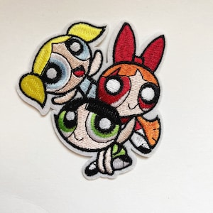 Powerpuff Girls Trio Patch Girl Power Patch Cartoon Network Animatie Geborduurd Naai op Opstrijkbare Patch Badge Stripfiguur