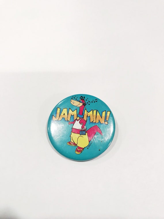 Vintage Flintstones Pin Jammin Dino Pinback  Purp… - image 1