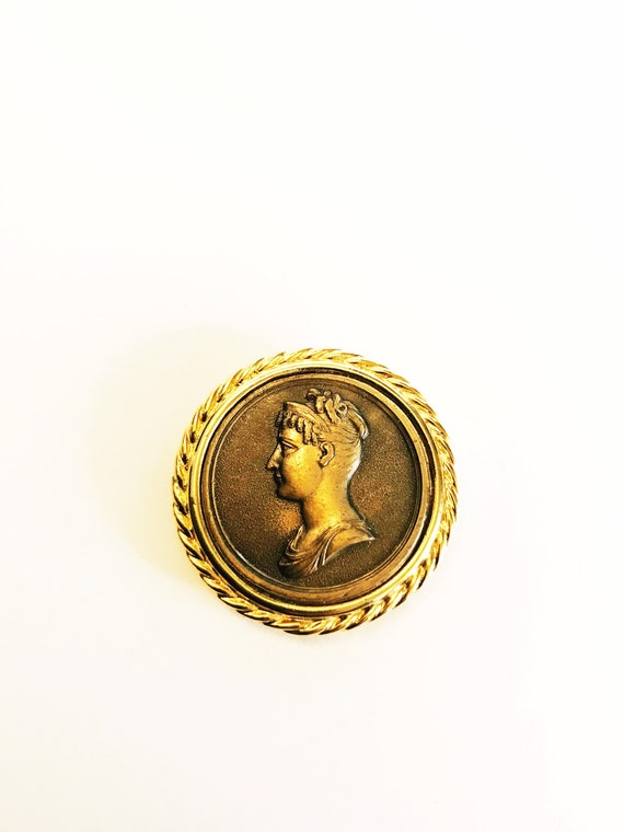 Vintage Scarf Clip Woman's Head Gold Tone Copper … - image 5