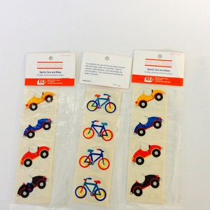 Vintage  Bicycle Stickers Vintage Car Stickers Transportation Stickers Bike Sporty Cars and Bikes Automobile 24 Count Crafts Supplies 1990s