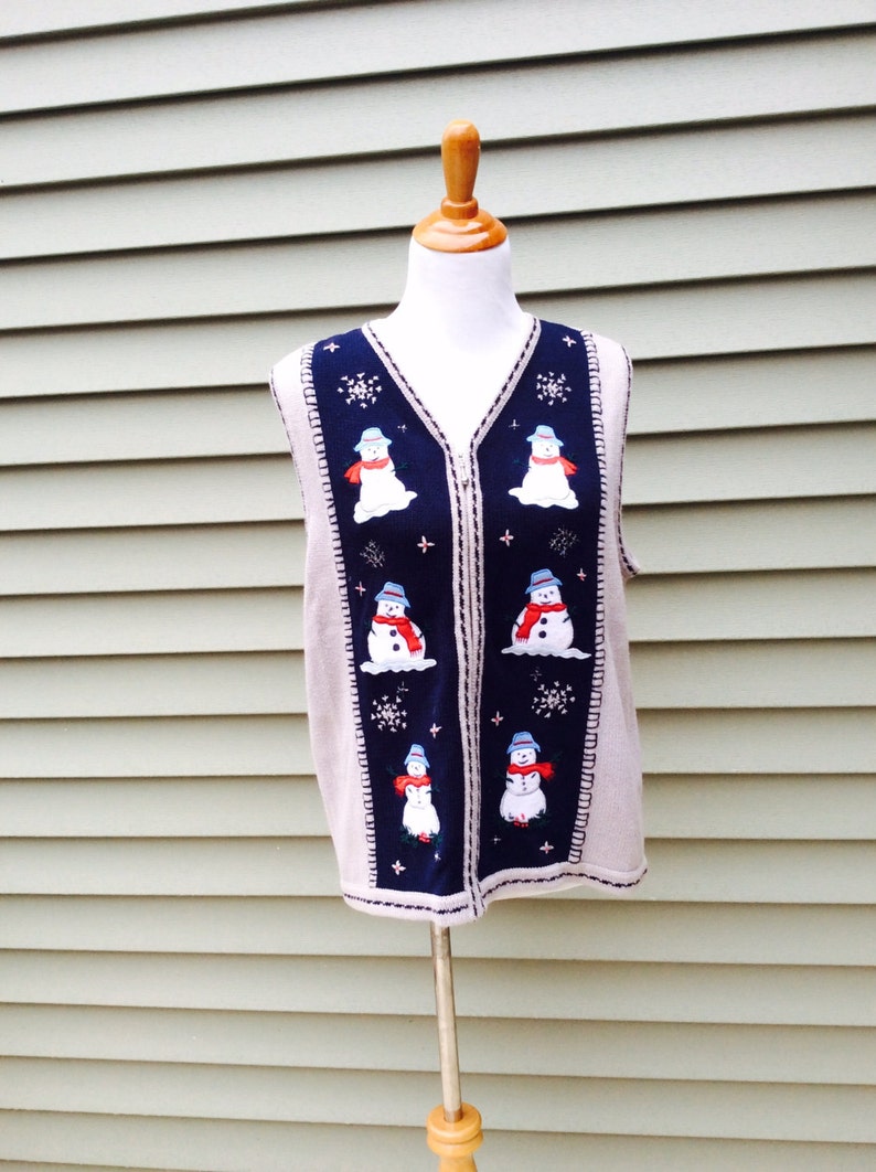 Ugly Christmas Sweater Vest Women's Snowman Knit Vests Etsy