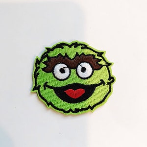 Oscar the Grouch Patch Character Green Monster Iron On Patch Green Monster Badge