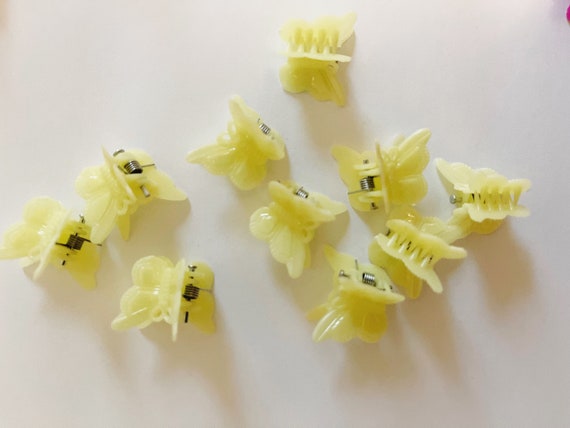 90s Style Light Yellow Butterfly Clips Mini Butte… - image 8