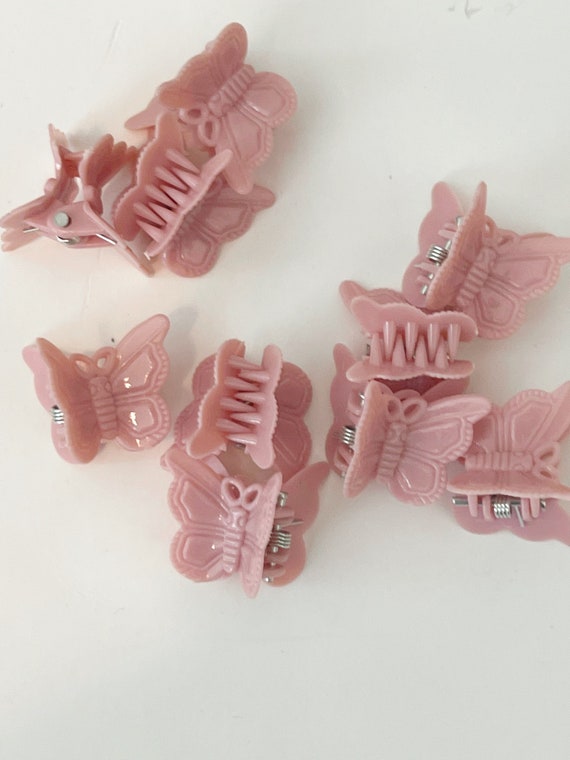 Pink Blush Rose Pink Butterfly Clip 1990s Style 9… - image 1