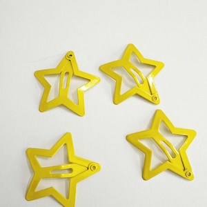 Ensemble de 4 pinces à cheveux jaunes avec étoile et clip Y2K Petites pinces à cheveux en métal Barrettes à cheveux rock star