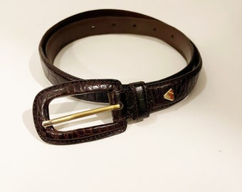 Vintage Express Black Suede Belt: Gold Buckle Charms, 90s  display picture 1