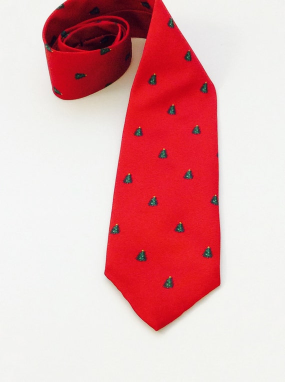 Vintage Ugly Christmas Tree Necktie Red Men's Hol… - image 3