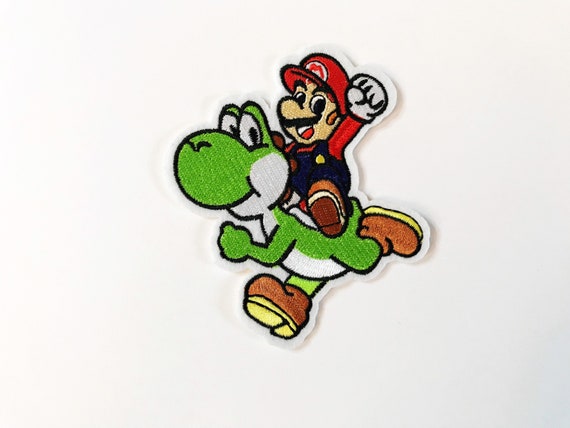 マリオがヨッシーに乗るパッチ：ゲーマー服アップリケバッジ - Etsy 日本