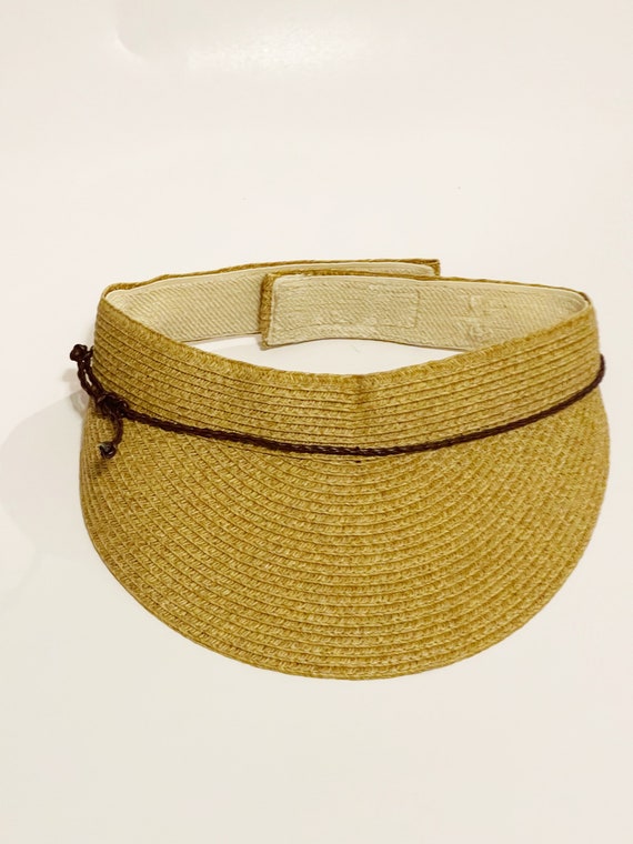 Vintage Straw Sunvisor Woven Straw Sun Visor Adjusta… Gem