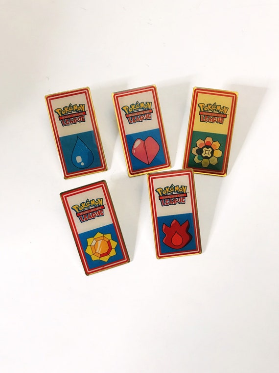 Vintage Pokemon Trading Card Game League Pin Set Of 5 Nintendo Original Wizards Lapel Badge