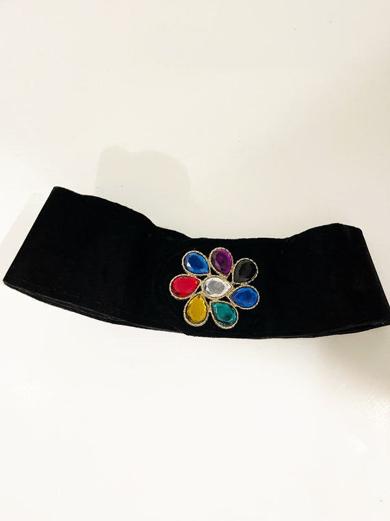 Multi Colored Rhinestone Belt Floral Bejeweled Bel