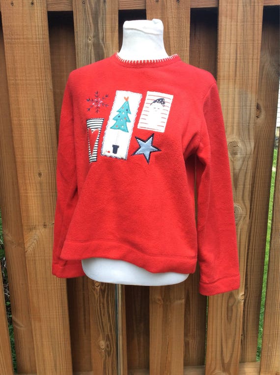 Vintage 90s Christmas Sweater Fleece Holiday Fest… - image 4