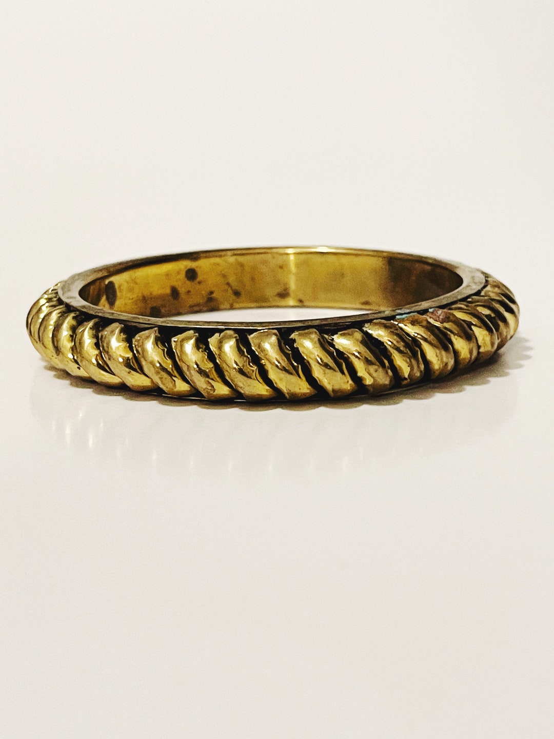 Vintage Ribbed Brass Bangle Bronze Bracelet Retro Fashion Jewelry Gold ...