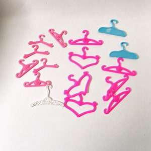Barbie Hangers Lot of 16 Barbie Pink Blue & White Clothing Toy Hangers Mattel 1992 Barbie Clothes Hangers Vintage 90s