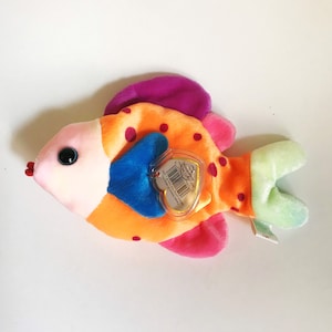 TY Beanie Baby Lips Retired Lips Neon Tropical Fish TY Beanie Baby 2000 Sammlerstück Spielzeug Vintage Plüschtiere Regenbogen Polk-a-dot Fisch Puppe