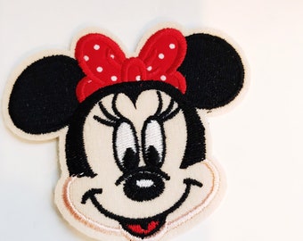 Geborduurde Minnie Mouse-patch - Disneyland Mickey-patch met rode strik