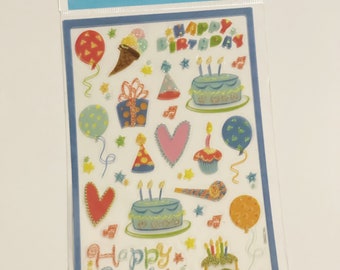 Vintage Happy Birthday Stickers: Retro Party Scrapbooking (2 Sheets)