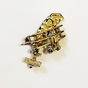 Vintage Airplane Pin Lauren Spencer Plane Brooch Gold Tone Pilot Lapel Pin The Wright Brothers Aircraft Antique Plane Scatter Pin Manbrooch