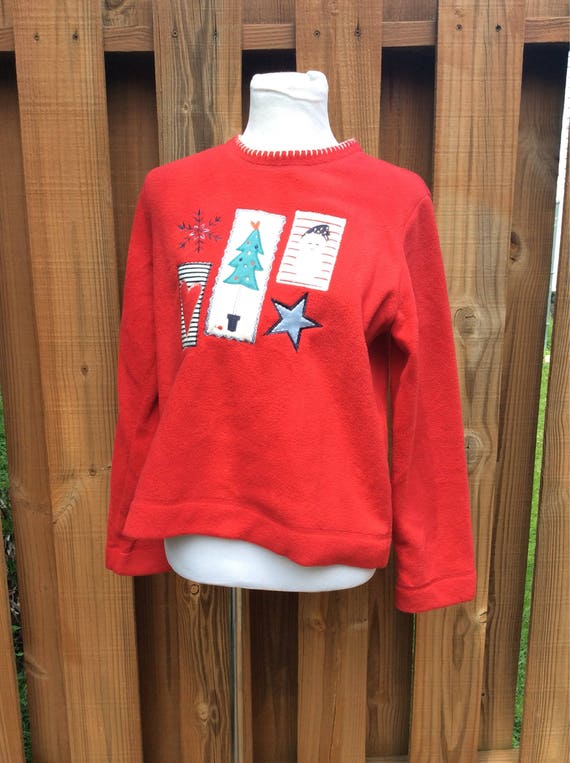 Vintage 90s Christmas Sweater Fleece Holiday Fest… - image 7