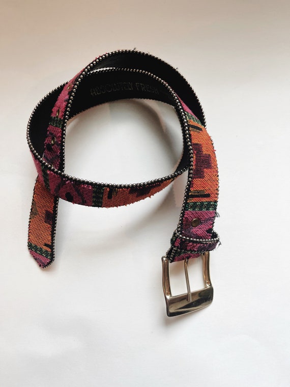 Vintage Tapestry Belt: Tribal Beaded Trim, Size SM - Etsy display picture 1