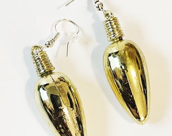Pendientes de bombillas navideñas artesanales: joyería navideña kitsch