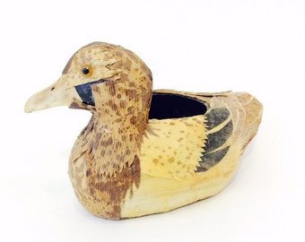 Vintage Duck Decoy Candle Holder, Handmade Corn Husk Duck, Mallard, Small Ducks , Bird Candle Holders, Home Decor