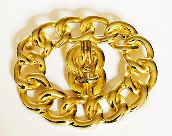 Vintage Gold Tone Cable Chainlink Spilla Risvolto Pin Vtg Spille Costumi Gioielli anni '80 anni '80