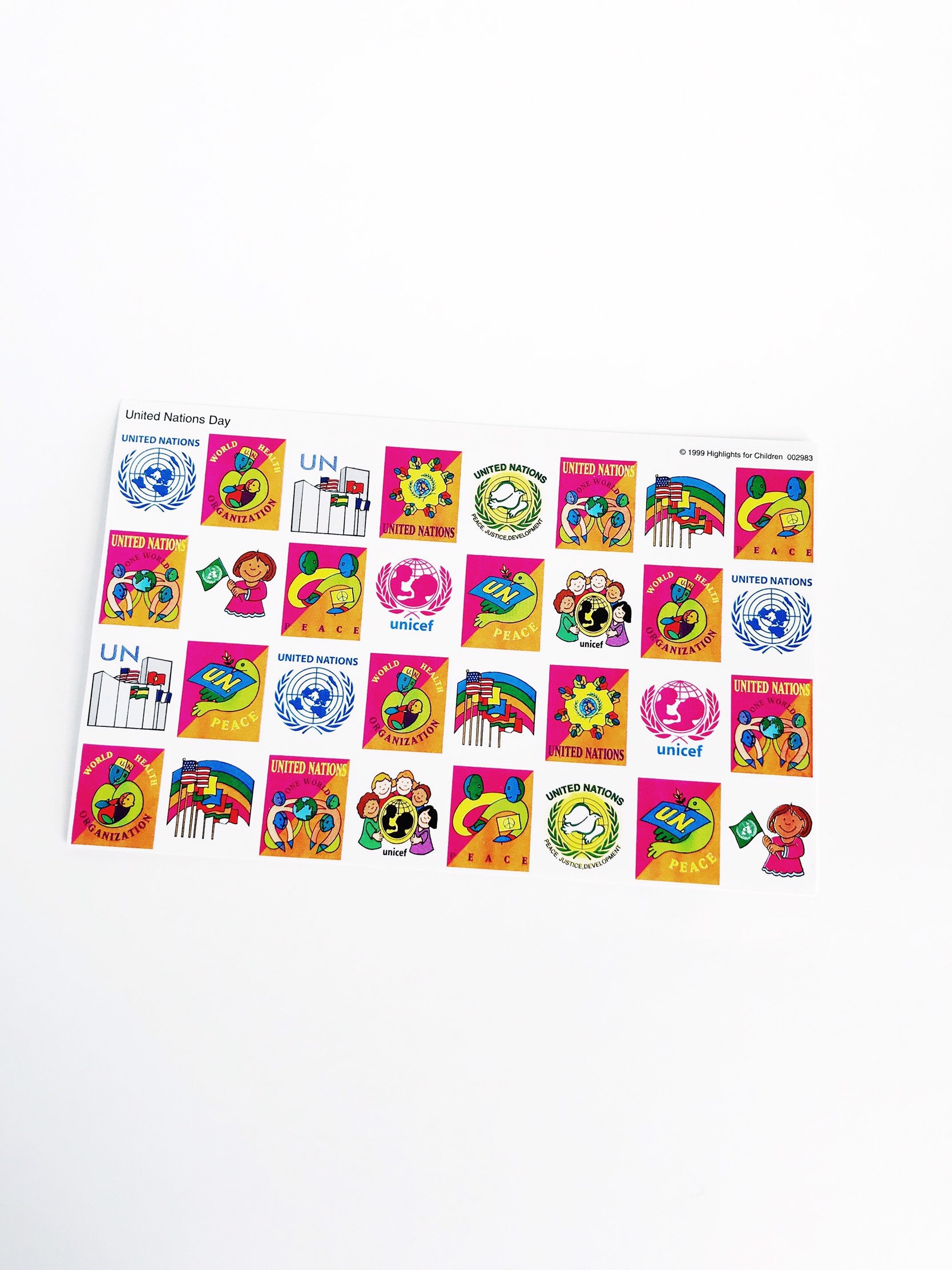 Vintage United Nations Stickers: 1999 UN Peace, UNICEF, WHO Sheet - Etsy