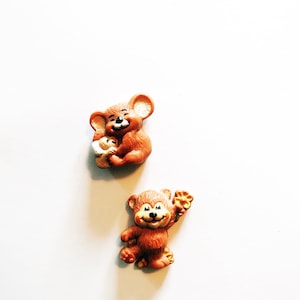 Vintage Russ Berries Teddy Bears Refrigerator Magnet Koala & Baby Koala and Brown Bear Magnets 70s
