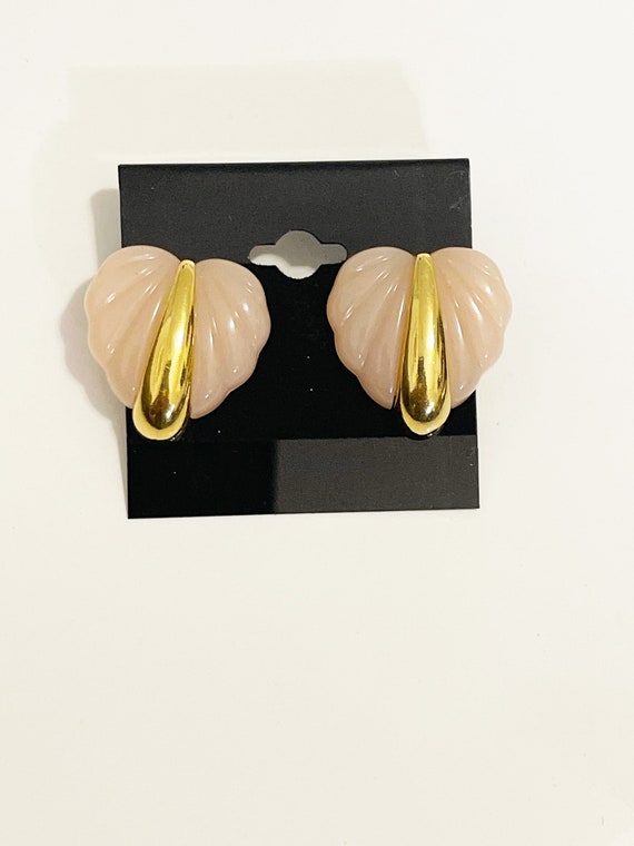 Vintage 1990s Pink and Gold Tear Drop Earrings He… - image 3