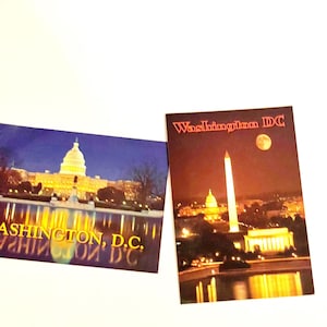Cartões postais de lembrança vintage de Washington D.C. Cartão postal Vtg Papelaria retrô Lincoln Memorial Monumento de lavagem Grande Rodunda do Capitólio dos EUA