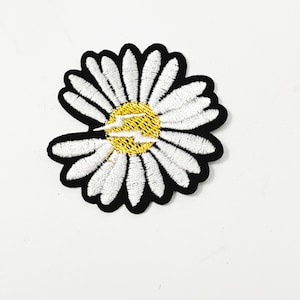 Patch fleur marguerite patch personnage fer sur patch fantaisie badge appliqué patch animation patch veste brodé patch floral blanc