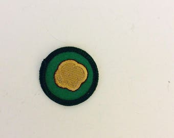 Vintage Brownie Girl Scouts Embroidered Patch: Green & Brown Emblem