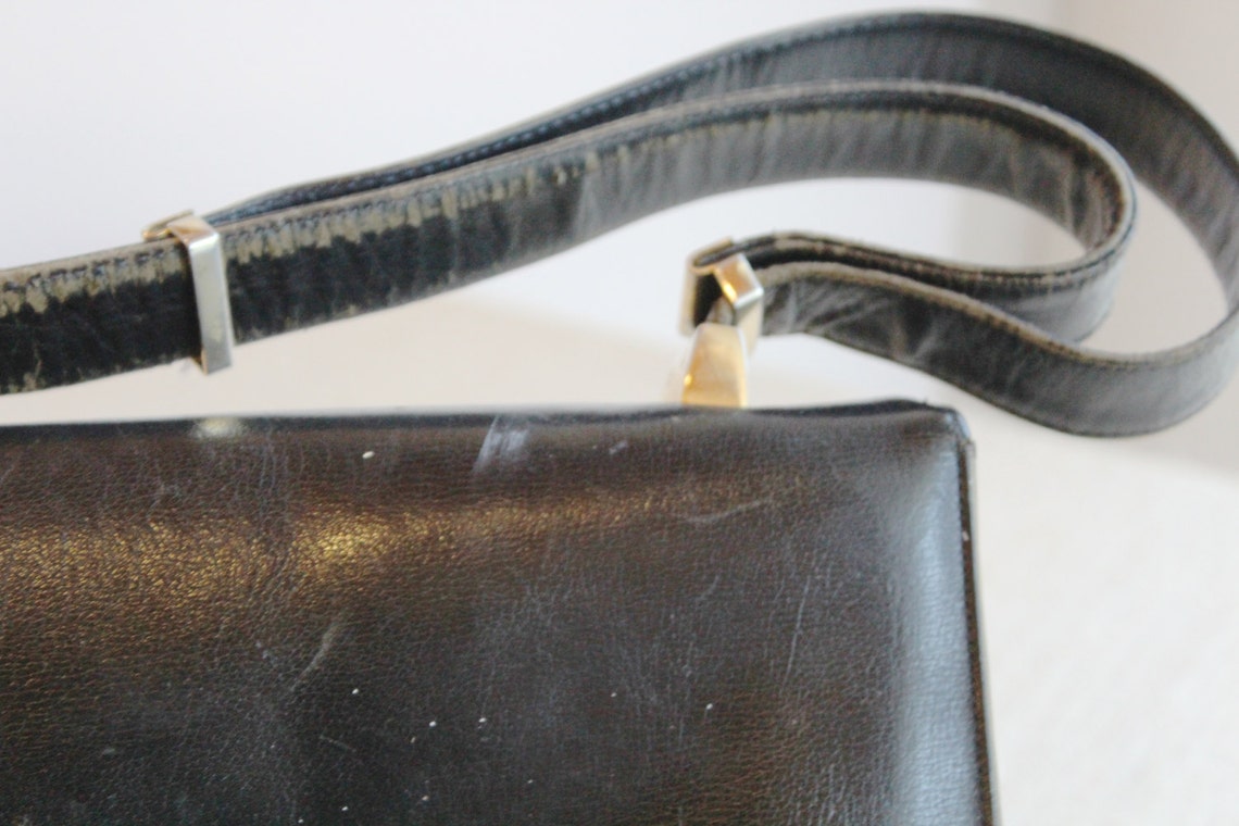 Vintage Koret Black Leather Handbag: 1950s Retro Purse, Foto 3 von 5