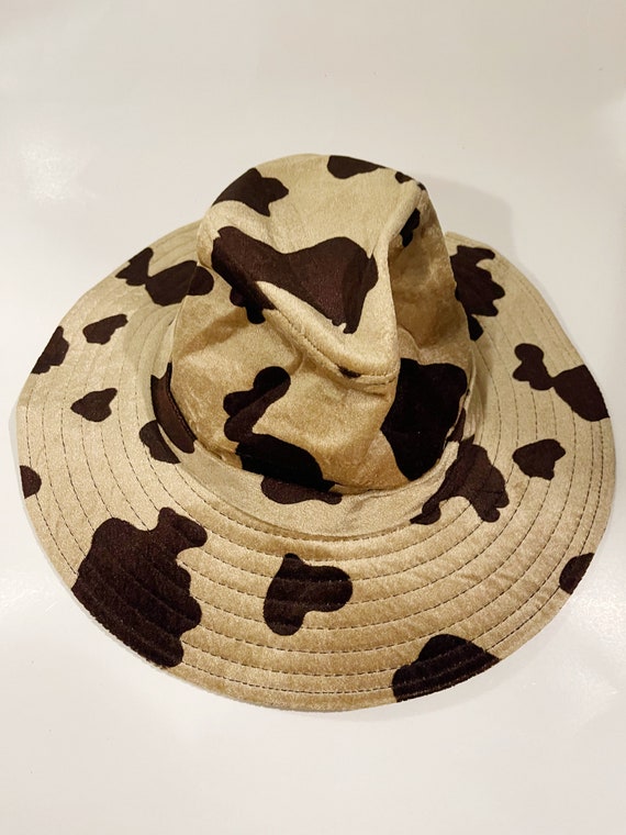 Cow Hat Cow Printed Y2K Velvet Felt Western Cowbo… - image 1