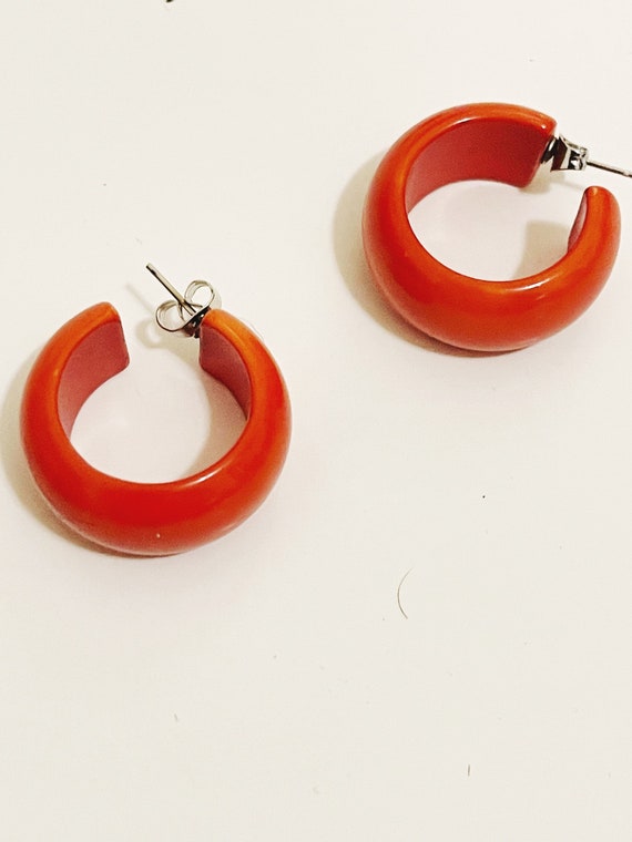 Chunky Hoop Earrings 1990s Vintage Burnt Orange Ho