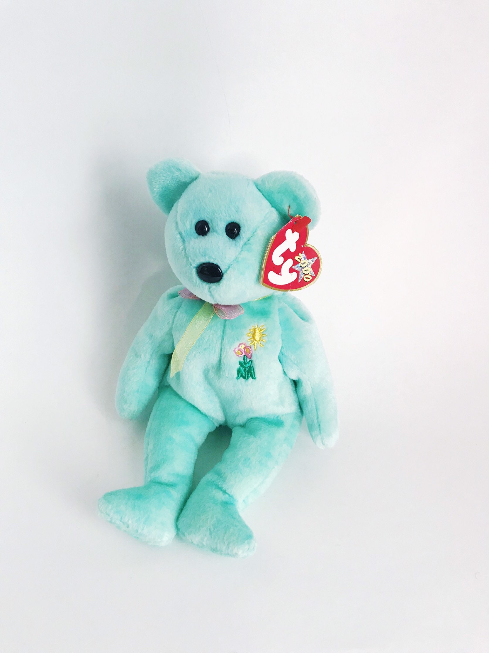 Vintage Ariel TY Beanie Baby: Green Bear, Detached Heart Tag - Etsy