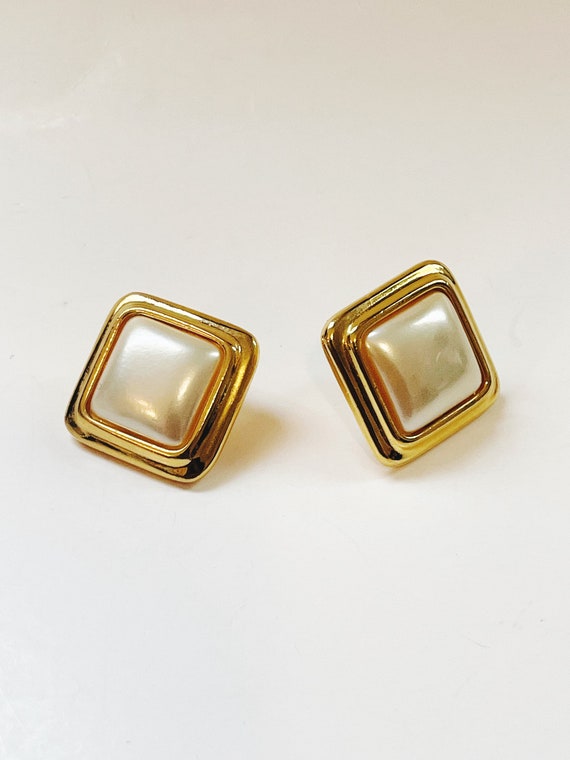 Vintage Liz Claiborne Earrings Square Gold Tone F… - image 5