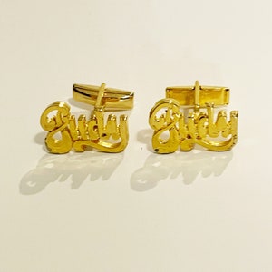 Vintage &quot;Judy&quot; Monogram Cufflinks Vtg Gold Plated Cuff Links Men&#39;s Suit Accessories Good Luck Charm Cufflinks Groom Groomsmen Gift