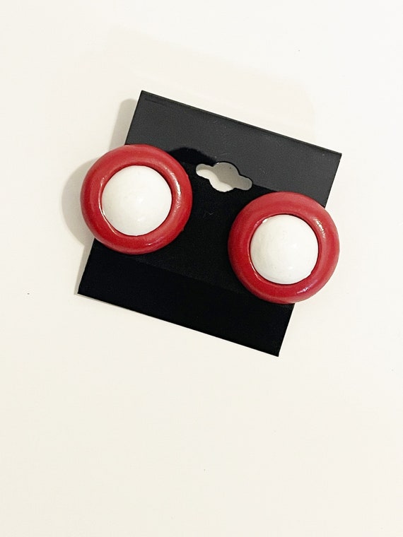 Vintage 1990s Circle Earrings Round Button Earrin… - image 7