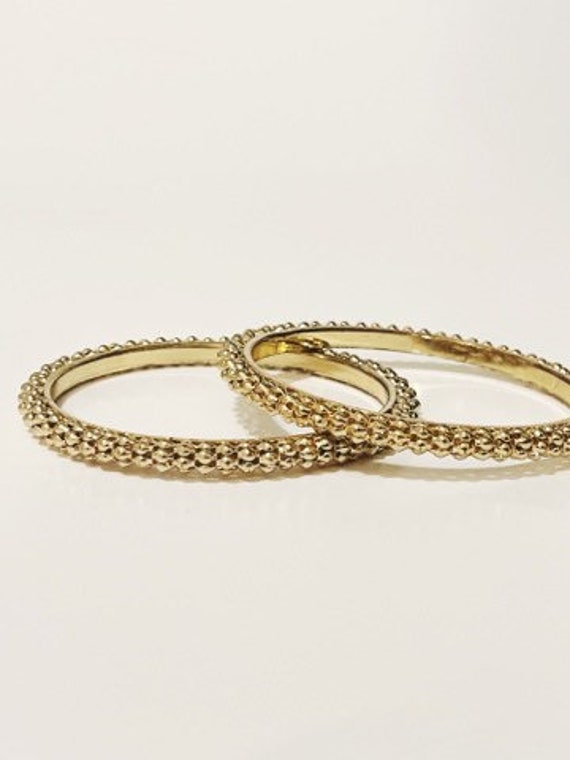 Vintage Classic Gold Tone Basic Bangles Simple St… - image 1