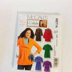 McCalls M5714 Womens Top Shirt Sewing Pattern Jacket Coat Misses Unlined Jackets Coats Uncut